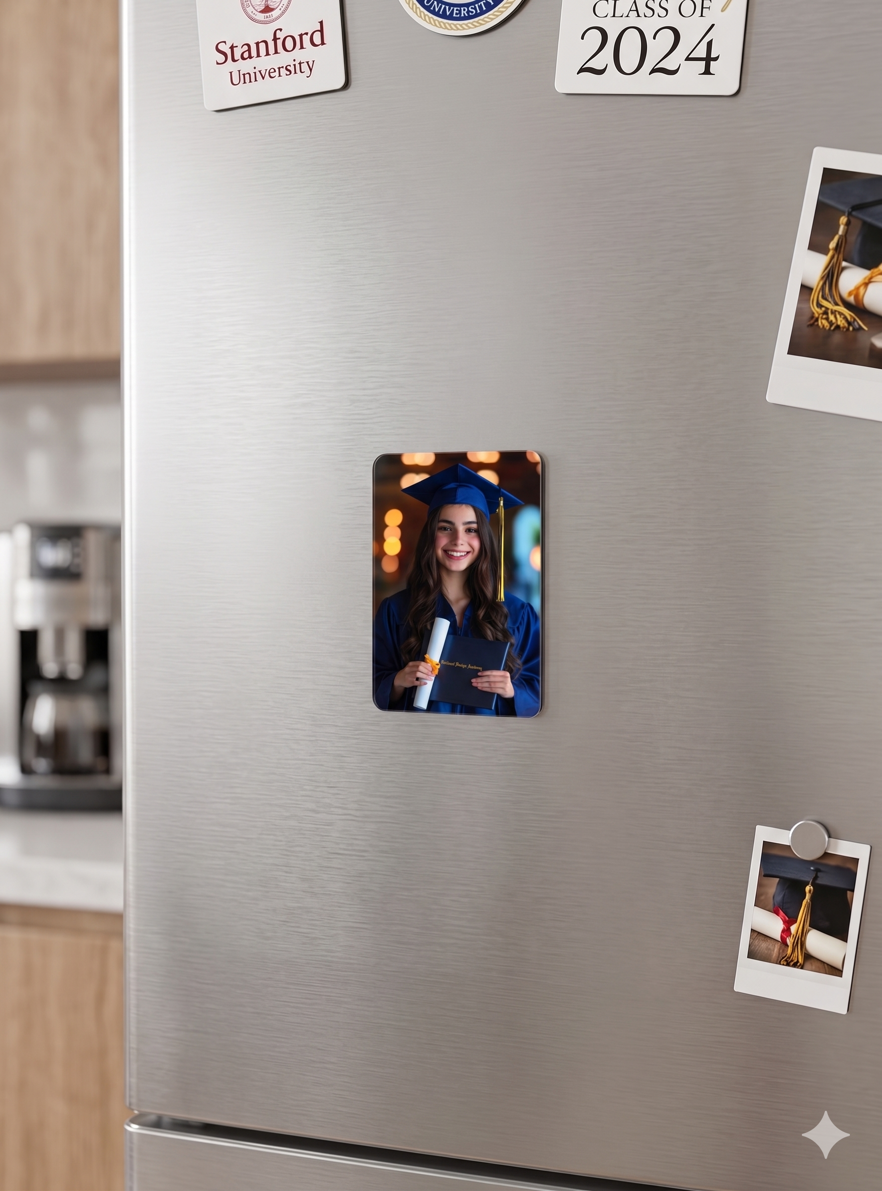 Custom UV printed graduation photo fridge magnet
