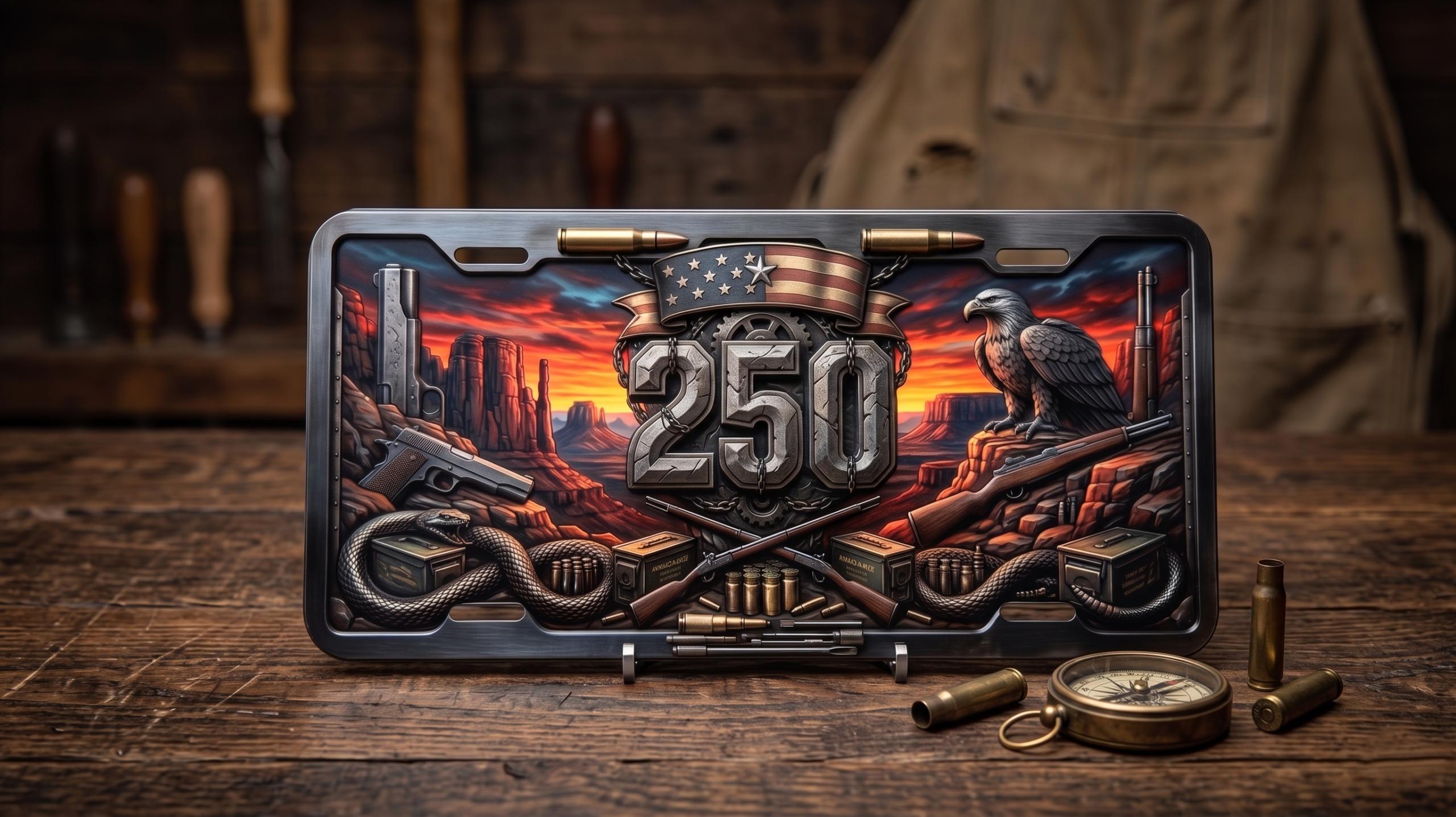 Custom UV printed license plate — vibrant full-color design on metal
